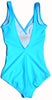 Janine Robin V-Neck One piece Swimsuit 011098, Bleu, Size 6