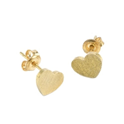 Small Heart Earrings in 20K Matt Gold Plate - EAK08G