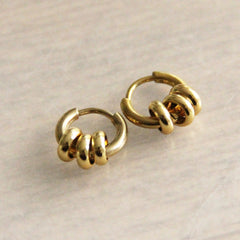 Stainless steel creole with 3 rings – gold – SS300