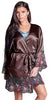 Women's Matte Satin Short wrap Lace Robe #3091/X