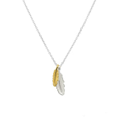 Twin Feather Necklace with Silver Chain - NLK80S