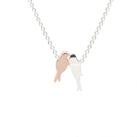 Twin Bird Necklace in Silver - NLK92S