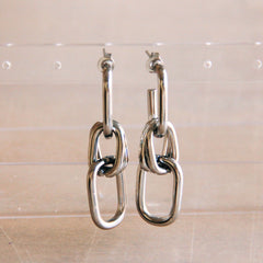 Stainless steel linked earrings – silver – SO713