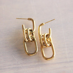 Stainless steel linked earrings – gold – SO712