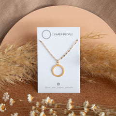 Large Loop Necklace - Gold Plated Hammered Cable Chain + Large Loop Charm 18" - WA2