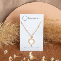 Small Loop Necklace - Gold Plated Tube Chain + Small Loop Charm 18" - WA5