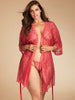 Women's Plus Size Lace Short Wrap Robe G-String Set #3093X/XX