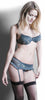 Women's Mesh Bra with Garter Belt and G-String 3 Piece Set #1010