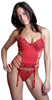 Women's Lace and Mesh Bustier and G-String 2 Piece Set #1015
