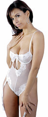 Women's Stretch Lace Underwire Teddy with Garters #1036
