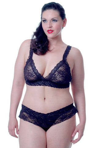 Women's Plus Size Stretch Lace Bralette and Thong Set #1087X