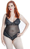 Women's Plus Size Dotted Mesh and Lace Teddy #1105X