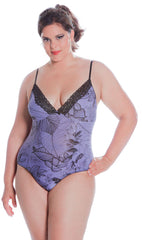 Women's Plus Size Printed Slinky Knit and Lace Teddy #1106X