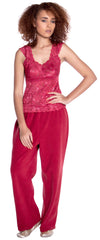 Women's Lace and Polar Fleece Camisole Pajama Pant Set #2071a/x