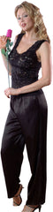 Women's Lace and Charmeuse Camisole Pajama Pant Set #2071/x