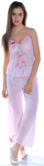 Women's Georgette Embroideried Camisole Pajama Set #2075