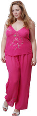 Women's Plus Size Georgette Embroideried Camisole Pajama Set #2075X