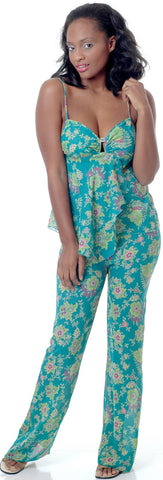 Women's Printed Chiffon Camisole Pajama Set #2081