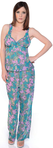 Women's Printed Chiffon Camisole Pajama Set #2103