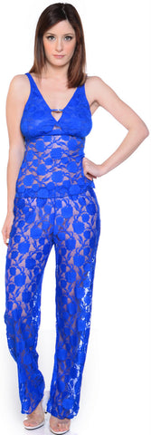 Women's Stretch Lace Camisole Pajama Set #2107