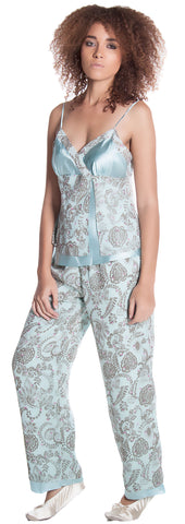 Women's Printed Chiffon and Satin Camisole Pajama Set #2122