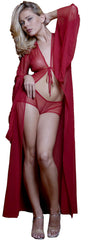 Women's Mesh Long Robe and Boyshort Set #3018