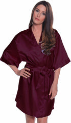 Women's Silky Classic Short Kimono Robe #3028A