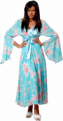Women's Plus Size Print Chiffon Long Robe #3047X