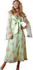 Women's Plain Silky Nightgown and Printed Long Robe Set #60403047/X