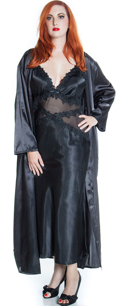 Women's Silky Nightgown With Venice Lace and Long Robe Set #60743049/X –  shirleymccoycouture