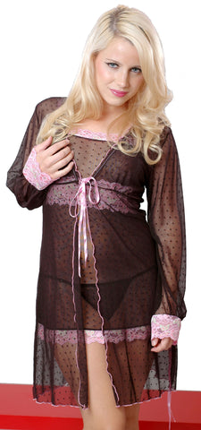 Women's Dotted Mesh Short Robe  #3052