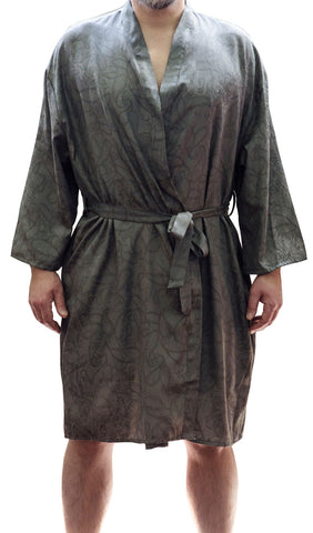 Men's Plus Size Jacquard Classic Short Kimono Robe #3064X