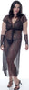 Women's Sequined Mesh Nightgown G-string And Short Jacket 3 Pcs Set#60613065/X