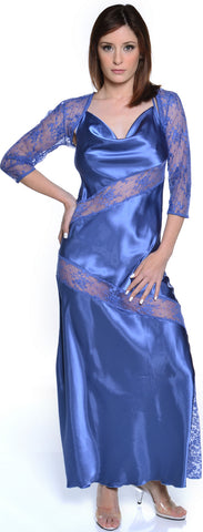 Women's Silky Nightgown With Lace and Shrug Set #60663071/X