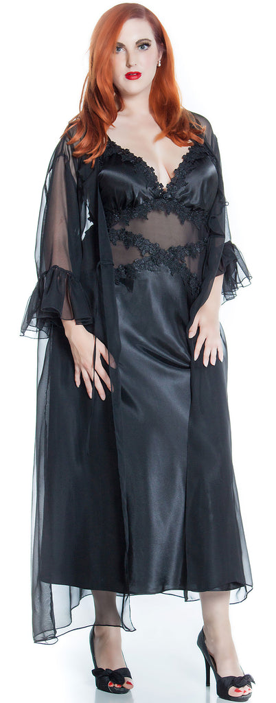 Women's Silky Nightgown With Stretch Lace And Long Robe Set #60893049/ –  shirleymccoycouture