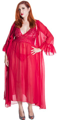 Women's Chiffon Nightgown With G-String And Robe 3 Pieces Set #60753074/X/XX