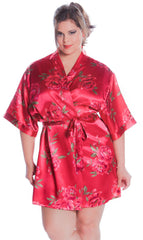 Women's Print Super Plus Size (4X-6X) Short Kimono Robe #3076XX