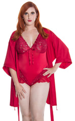 Women's Knit and Lace Teddy And Short Robe Set #11263081X/XX