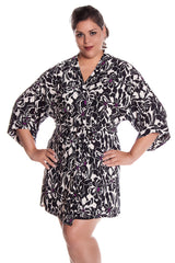 Women's Plus Size Printed Knitted Short Kimono Wrap Robe #3082X/XX