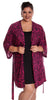 Women's Knitted Plain Basic Chemise + Printed Short Robe Set #41183082X/XX