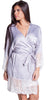 Women's Matte Satin Short wrap Lace Robe #3091/X