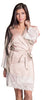 Women's Matte Satin Short wrap Lace Robe #3091/X