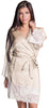 Women's Matte Satin Short wrap Lace Robe #3091/X