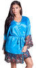 Women's Matte Satin Short wrap Lace Robe #3091/X