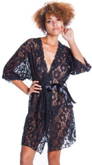 Women's Lace Short Wrap Robe G-String Set #3093