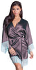 Women's Matte Satin Short Wrap Lace Robe #3094