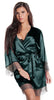 Women's Matte Satin Short Wrap Lace Robe #3094