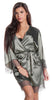 Women's Matte Satin Short Wrap Lace Robe #3094