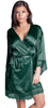 Women's Matte Satin Short Wrap Lace Robe #3094