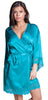 Women's Matte Satin Short Wrap Lace Robe #3094